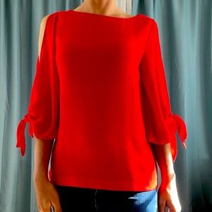 NWT H&M Red 3/4 Tie Sleeve Top